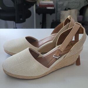 Cream Espadrilles with Jute Midsole and Slip-On Design